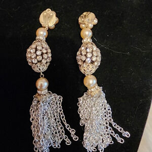 1980s‎ Hanging Rhinestone Formal earrings